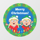 Merry kerstkleven Round Window Cling Raamsticker (Vel)