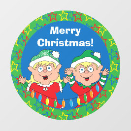Merry kerstkleven Round Window Cling Raamsticker
