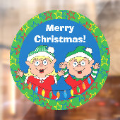 Merry kerstkleven Round Window Cling Raamsticker (Vel 2)