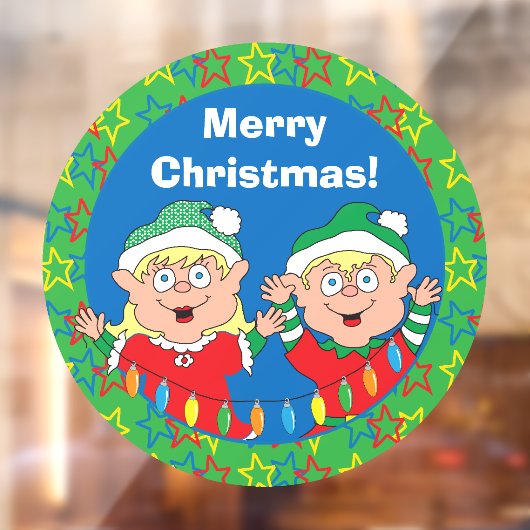 Merry kerstkleven Round Window Cling Raamsticker (Vel 2)