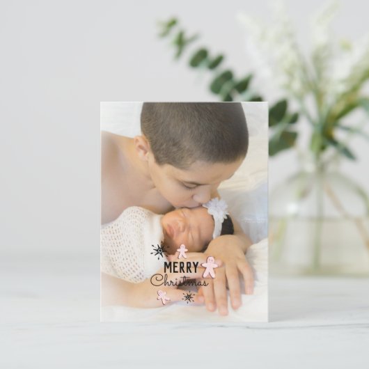 Merry Kerstkoekie Gingerbrood Foto Briefkaart (Staand voorkant)