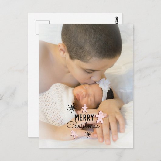 Merry Kerstkoekie Gingerbrood Foto Briefkaart (Voorkant / Achterkant)