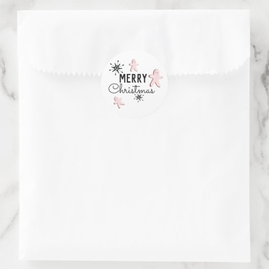Merry Kerstkoekie Gingerbrood Ronde Sticker (Tas)