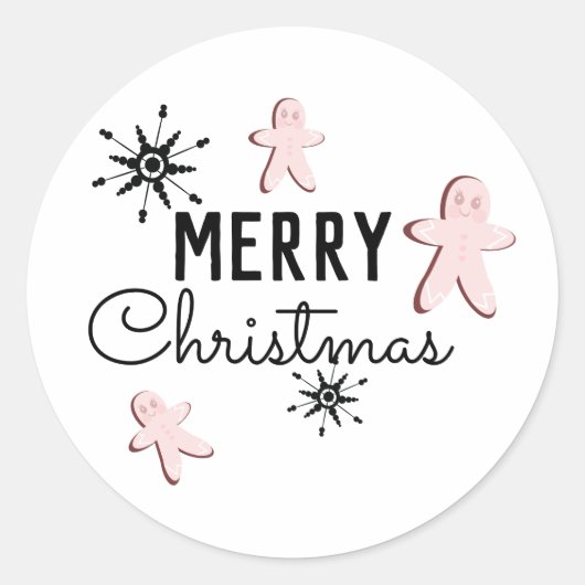 Merry Kerstkoekie Gingerbrood Ronde Sticker (Voorkant)