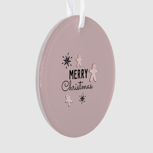 Merry Kerstkoekie Gingerbrood Roze Ornament (voorkant)