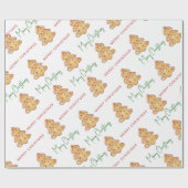 Merry KerstkoekjesPatroonscript Cadeaupapier (Vlak)