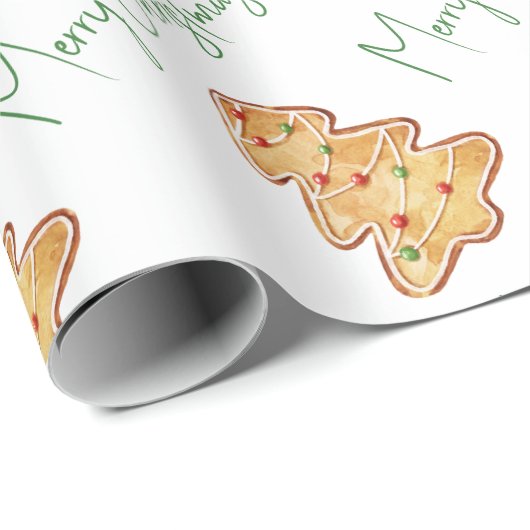 Merry KerstkoekjesPatroonscript Cadeaupapier (Rol Hoek)