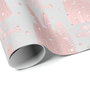 Merry Kerstkonbit roze blindheid harten zilver Cadeaupapier