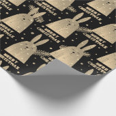 Merry Kerstkonijn Sepia Gold Metallic Black Cadeaupapier (Hoek)