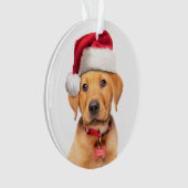 Merry Kerstlabrador Puppy in Santa Hat Ornament (voorkant)