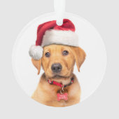 Merry Kerstlabrador Puppy in Santa Hat Ornament (achterkant)