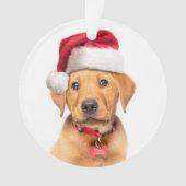 Merry Kerstlabrador Puppy in Santa Hat Ornament (voorkant)