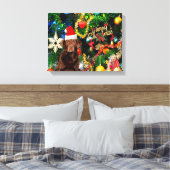 Merry Kerstlabrador Retriever Dog Santa Hat Canvas Afdruk (Insitu (Slaapkamer))