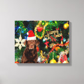 Merry Kerstlabrador Retriever Dog Santa Hat Canvas Afdruk (Voorkant)