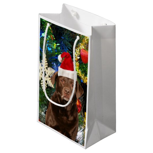 Merry Kerstlabrador Retriever Dog Santa Hat Klein Cadeauzakje (Voorkant Gekanteld)