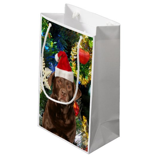 Merry Kerstlabrador Retriever Dog Santa Hat Klein Cadeauzakje (Achterkant Gekanteld)