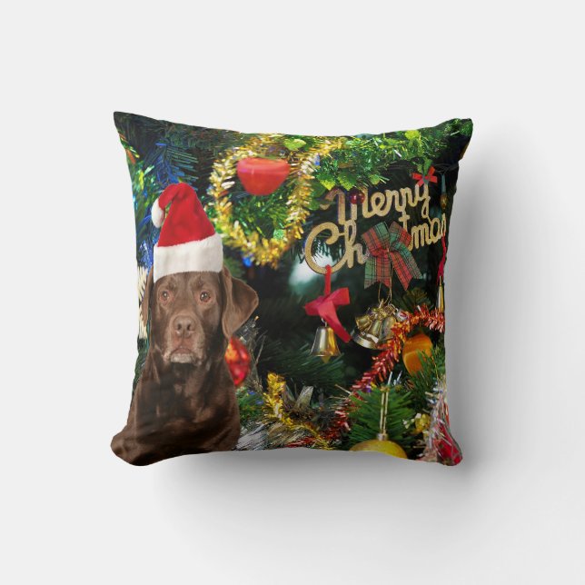 Merry Kerstlabrador Retriever Dog Santa Hat Kussen (Voorkant)
