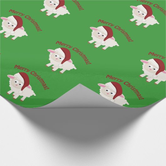 Merry kerstlamb cadeaupapier (Hoek)