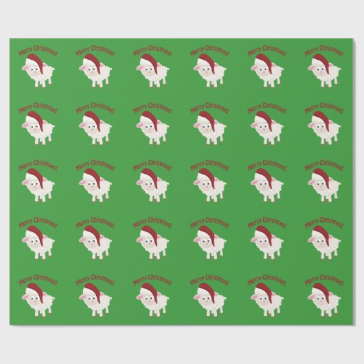 Merry kerstlamb cadeaupapier (Vlak)