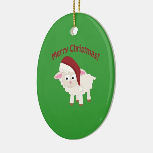 Merry kerstlamb keramisch ornament (Links)