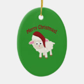 Merry kerstlamb keramisch ornament (Voorkant)