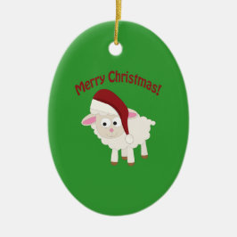 Merry kerstlamb keramisch ornament