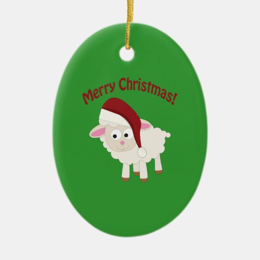 Merry kerstlamb keramisch ornament (Voorkant)