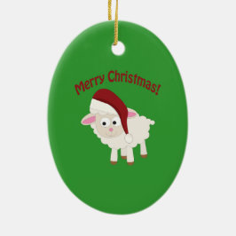 Merry kerstlamb keramisch ornament
