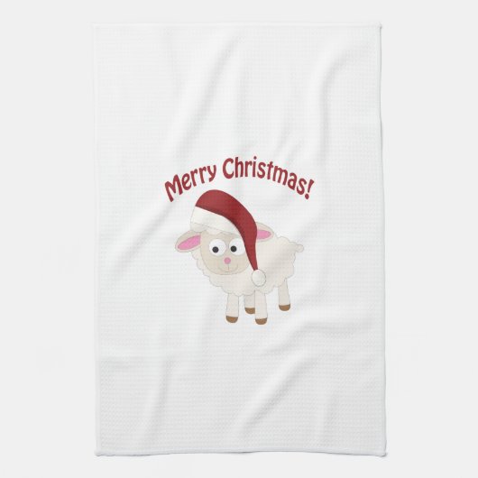 Merry kerstlamb theedoek (Verticaal)