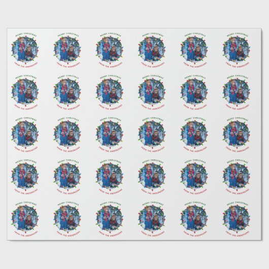 Merry-kerstlampjes Foto Red Green Custom Cadeaupapier (Vlak)