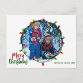 Merry Kerstlampjes Foto Red Green Festive Briefkaart (Voorkant)