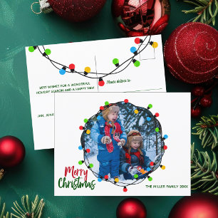 Merry Kerstlampjes Foto Red Green Festive Briefkaart