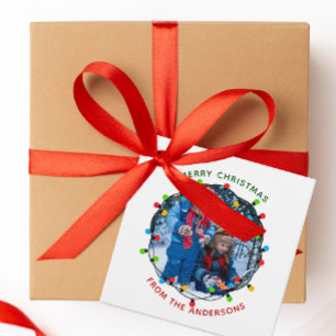 Merry Kerstlampjes Foto rood van Bedankjes Labels