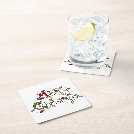 Merry-kerstlampjes Kartonnen Onderzetters (Insitu)