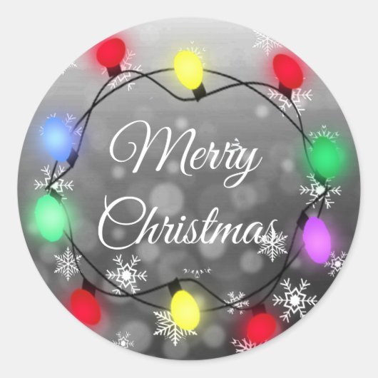 Merry-kerstlampjes Ronde Sticker (Voorkant)