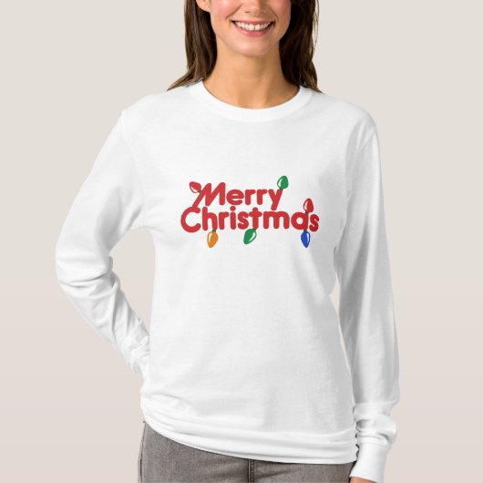 Merry-kerstlampjes T-shirt (Voorkant)