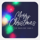 Merry-kerstlampjes Vierkante Sticker (Voorkant)