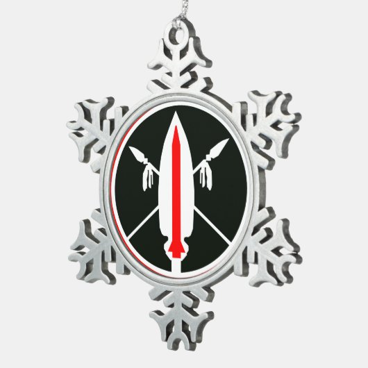 Merry Kerstlance Missile Tin Sneeuwvlok Ornament (Rechts)