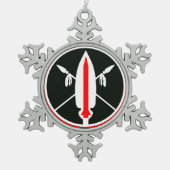 Merry Kerstlance Missile Tin Sneeuwvlok Ornament (Voorkant)