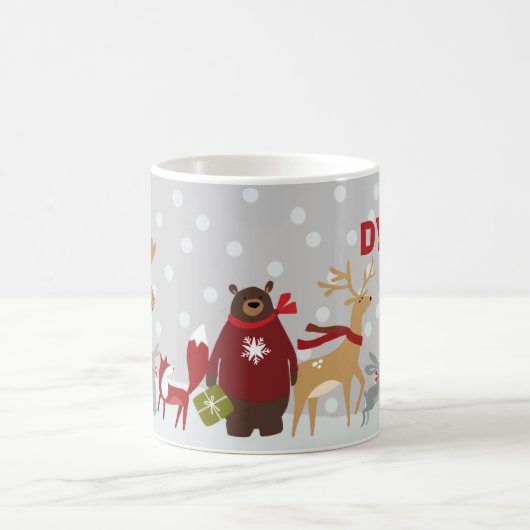 Merry Kerstland Dieren Sneeuw Gepersonaliseerd Koffiemok (Center)
