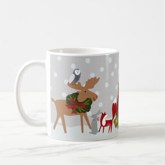 Merry Kerstland Dieren Sneeuw Gepersonaliseerd Koffiemok (Links)