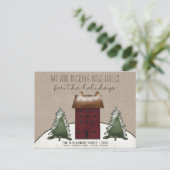 Merry Kerstland Saltbox Trekt nieuw startpunt Briefkaart (Staand voorkant)