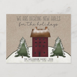 Merry Kerstland Saltbox Trekt nieuw startpunt Briefkaart