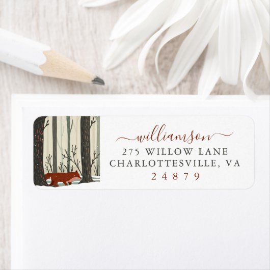 Merry Kerstland Winter Forest Adres Etiket (Insitu)