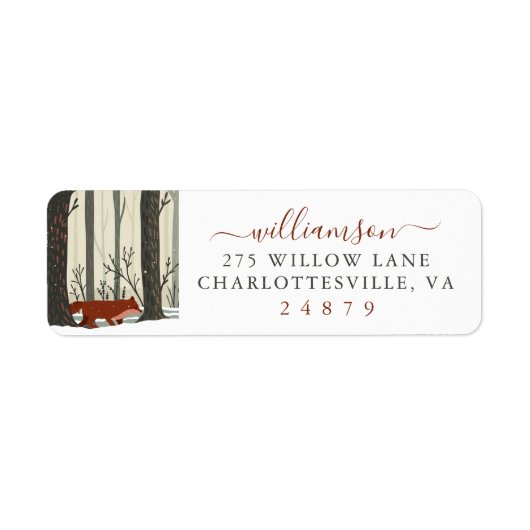 Merry Kerstland Winter Forest Adres Etiket (Voorkant)