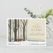 Merry Kerstland Winter Forest Fox Fox Feestdagenkaart (Staand voorkant)