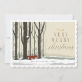 Merry Kerstland Winter Forest Fox Fox Feestdagenkaart (Voorkant)