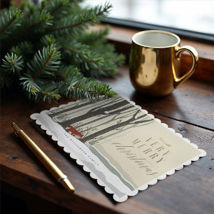 Merry Kerstland Winter Forest Fox Fox Feestdagenkaart