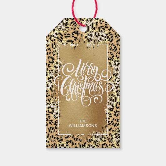 Merry Kerstleopard Cadeaulabel (Voorkant)