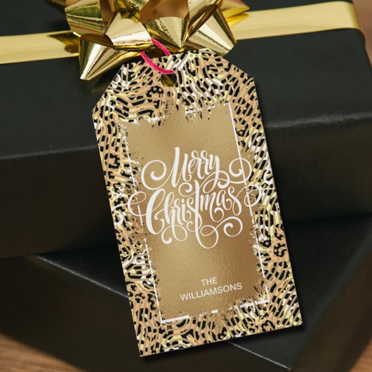 Merry Kerstleopard Cadeaulabel